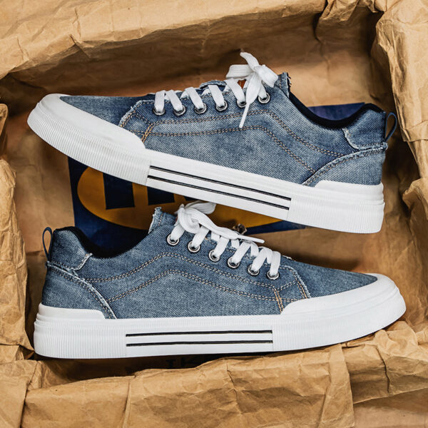Men's Korean-style Fashion Plus Size Low-top Casual Denim All-matching Sneakers - Image 2