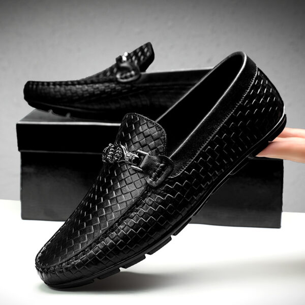 Spring And Summer White Lazy Doug Shoes Men's British Casual Leather Shoes - Image 5