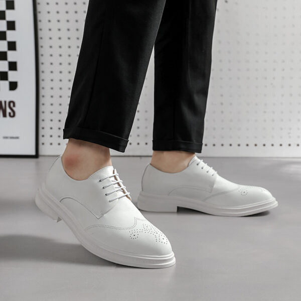 Men's Shoes British Formal Business Leather Shoes White Pointed Leather Shoes - Image 3