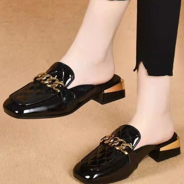 Women's Spring And Summer New Women's Shoes Mid Heel Toe Box Slippers - Image 2