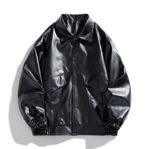 Embroidery New Men's PU Leather Coat