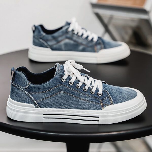 Men's Korean-style Fashion Plus Size Low-top Casual Denim All-matching Sneakers - Image 7