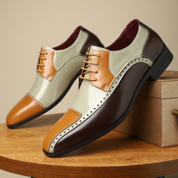 Men's Trendy Non-slip Breathable Leather Shoes Color Matching Business - Image 3