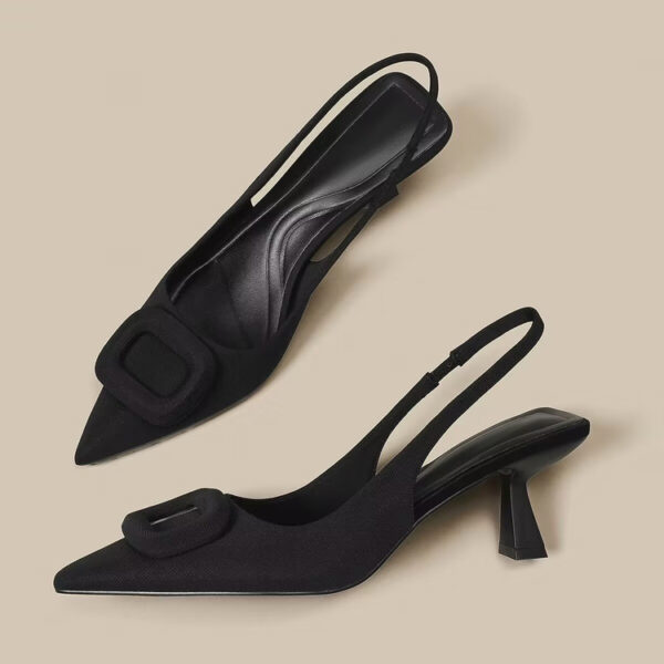 Pointed Toe Classy High Heels High-grade French Square Buckle - Image 6