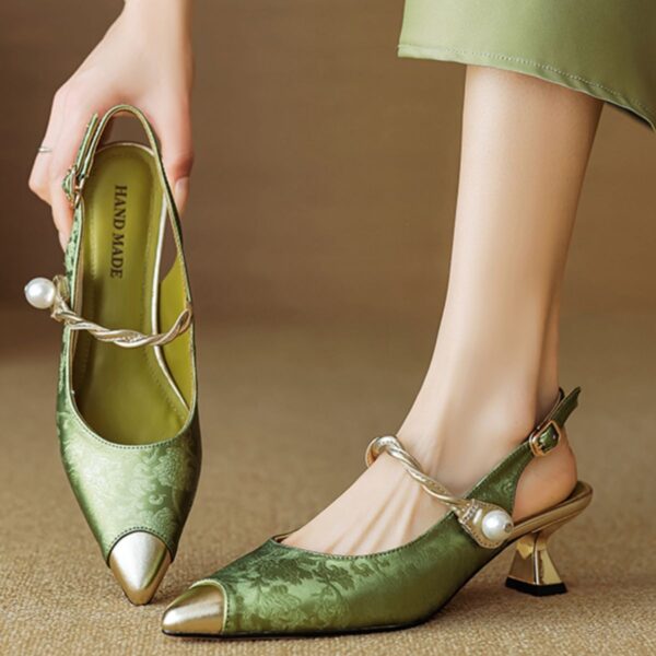 Ankle-strap Stilettos Sandals Pointed Toe Mid Heel Women's Summer - Image 4
