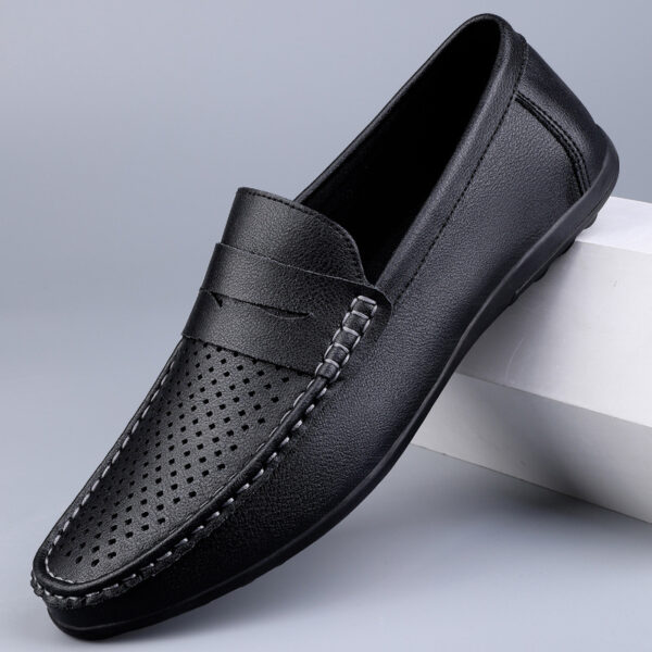 Men's Leather Shoes Microfiber Hollow-out Loafers - Image 4