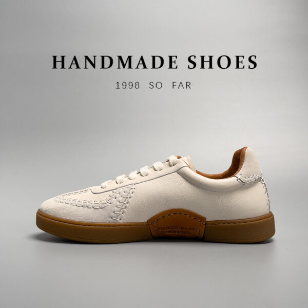 Baseball Low-cut Genuine Leather Sneakers Men's White Shoes - Image 5