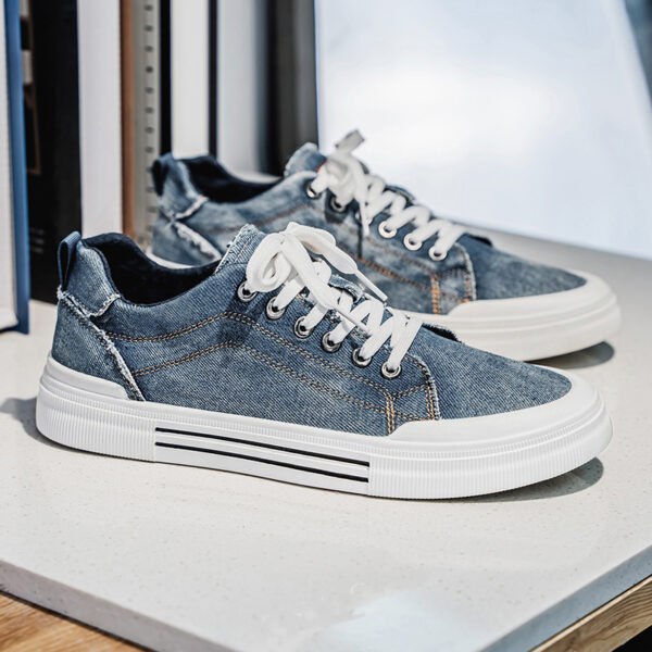 Men's Korean-style Fashion Plus Size Low-top Casual Denim All-matching Sneakers - Image 6