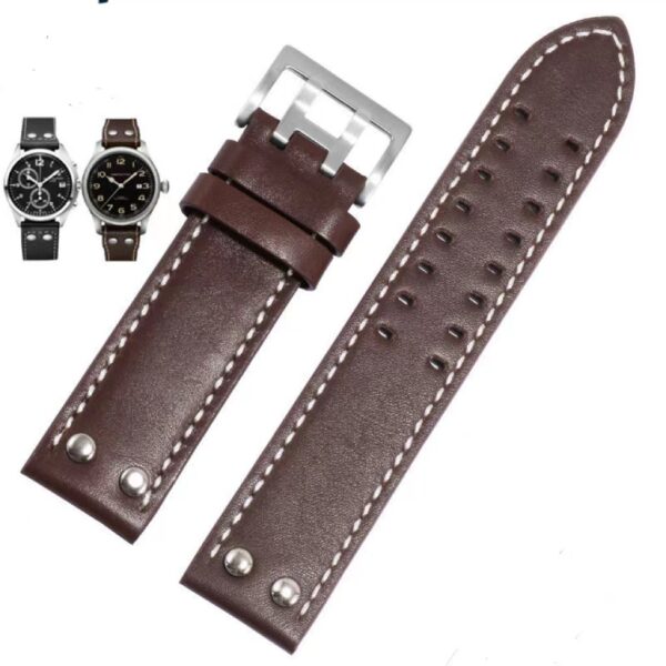 Suitable For Khaki Field First Layer Cowhide Watch Strap 22 Mm20mm - Image 2