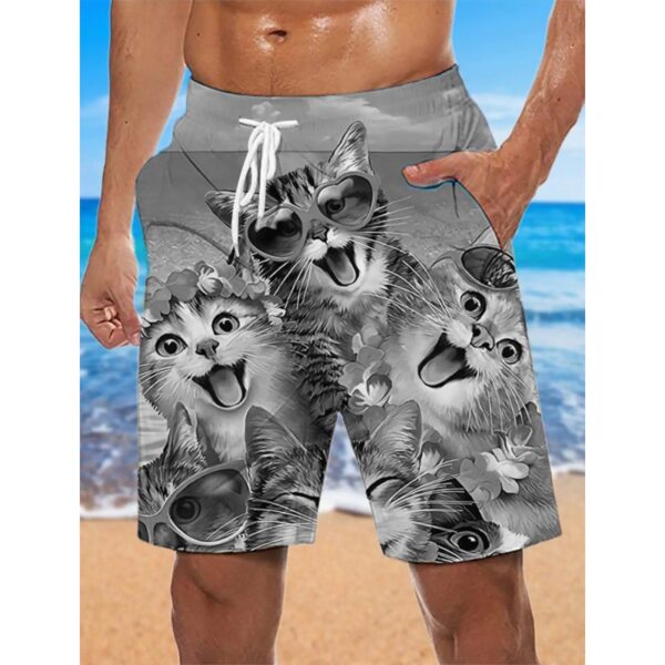 Men's 3D Printing Smoke Pattern Loose Beach Pants - Image 5