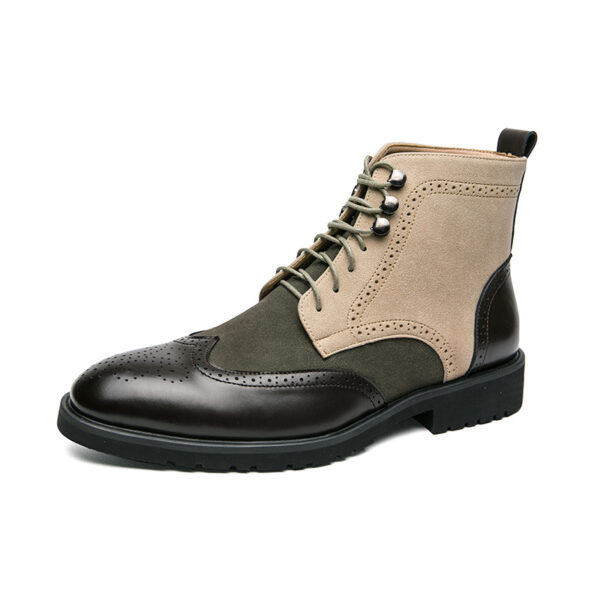 New Motorcycle Leather Boots Men's Fashion Plus Size Lace Up Denim - Image 4