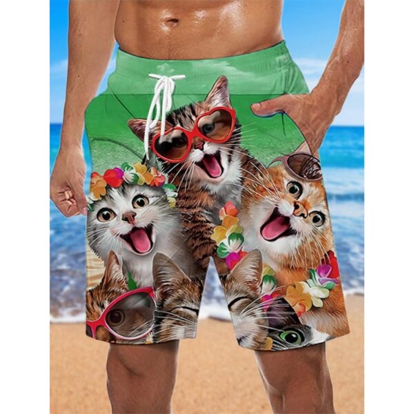 Men's 3D Printing Smoke Pattern Loose Beach Pants - Image 8