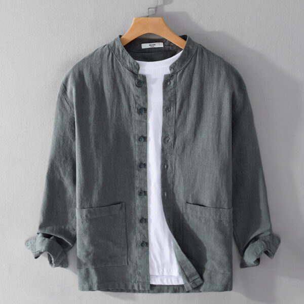 Men's Retro Stand Collar Chinese Knot Button Shirt Coat - Image 4