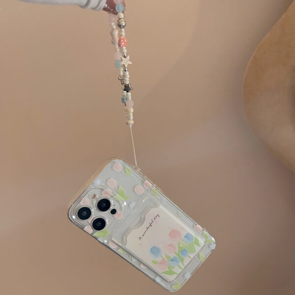 Tulip Flower Card Holder Transparent Phone Case - Image 6
