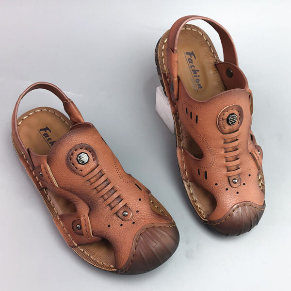 Men's Breathable Casual Genuine Leather Beach Shoes Oxford Sole Shoes - Image 4