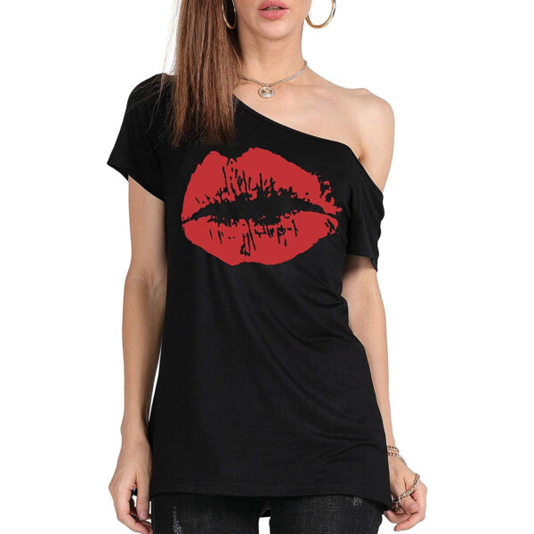 Women's Loose Shoulder Versatile Printed T-shirt - Image 9