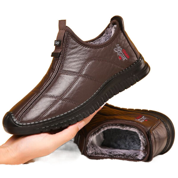 Winter Men's Warm Velvet Padded Thickened Waterproof Non-slip Elderly Cotton Boots - Image 3