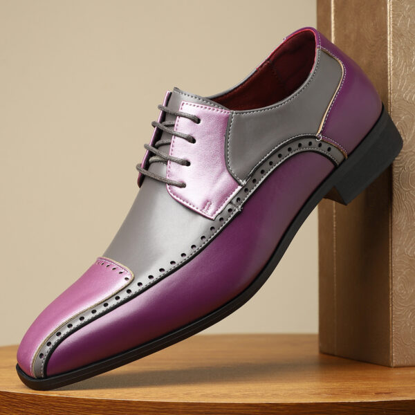 Men's Trendy Non-slip Breathable Leather Shoes Color Matching Business - Image 8