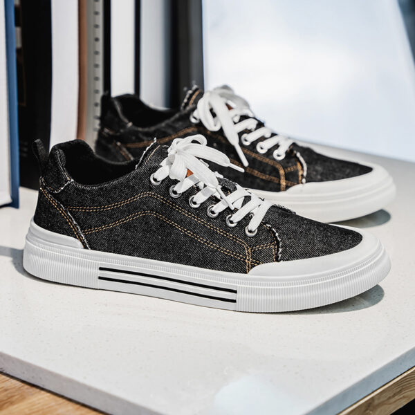 Men's Korean-style Fashion Plus Size Low-top Casual Denim All-matching Sneakers - Image 5