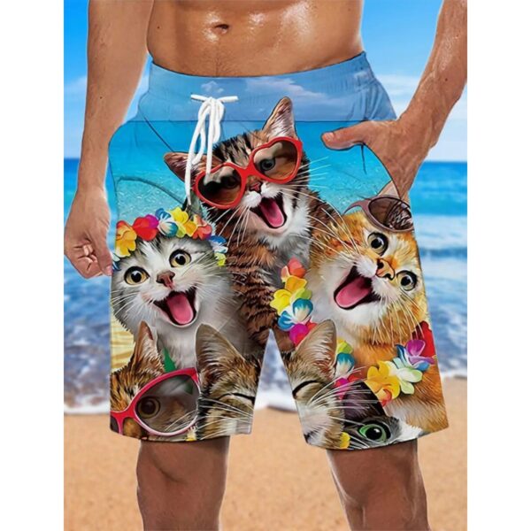 Men's 3D Printing Smoke Pattern Loose Beach Pants - Image 7