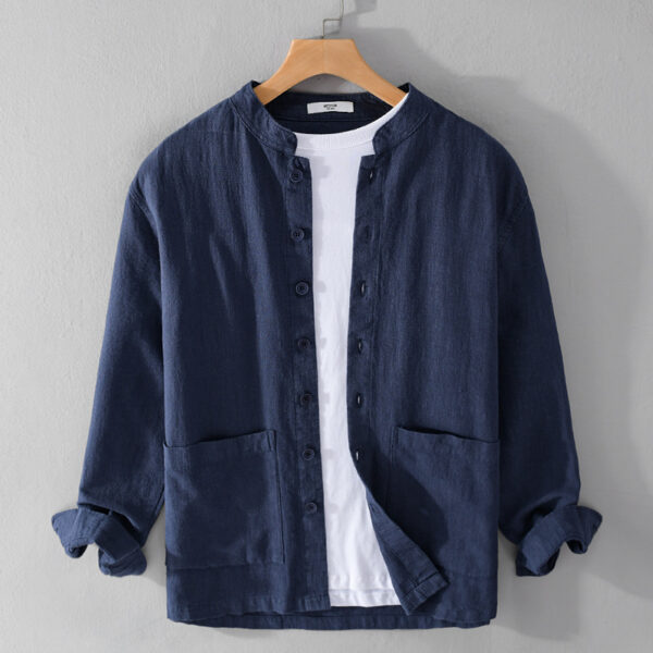Men's Retro Stand Collar Chinese Knot Button Shirt Coat - Image 2