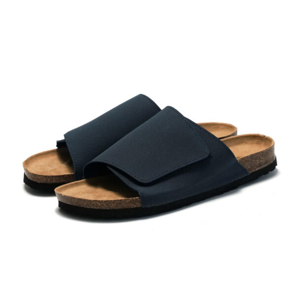 Cork Slippers Male Leather Version Platform Slippers Retro Slip-on Lazy Shoes - Image 2