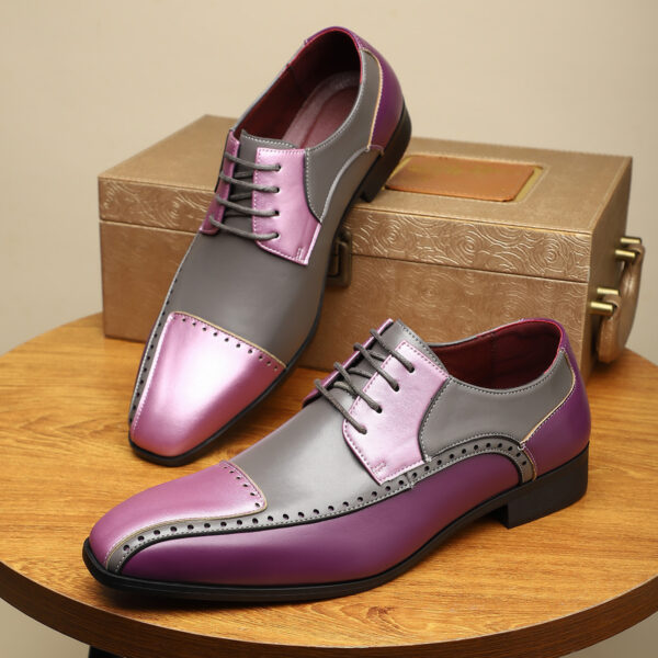 Men's Trendy Non-slip Breathable Leather Shoes Color Matching Business - Image 4