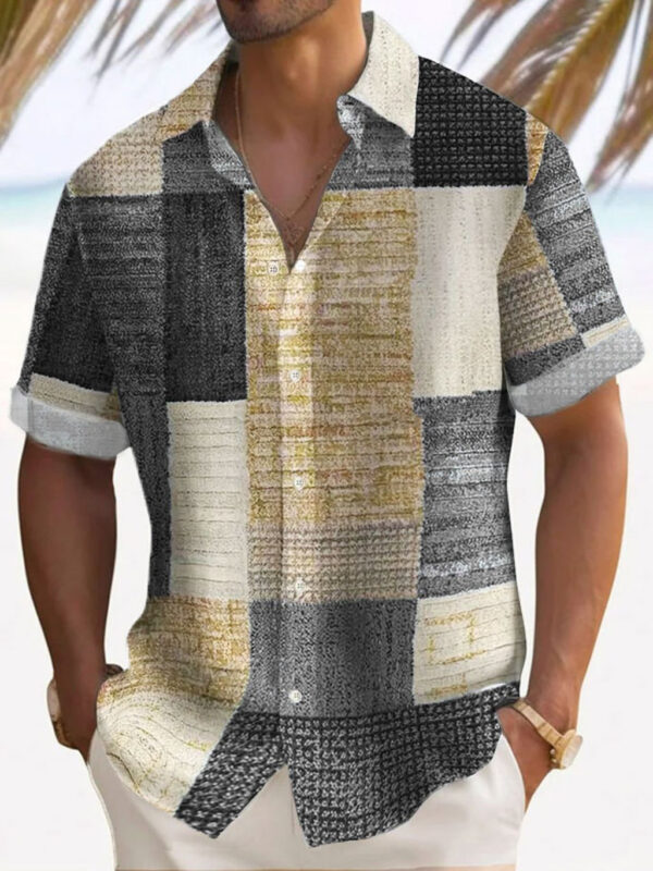 Retro Men's Fashion Plaid Printed Casual Shirt - Image 3