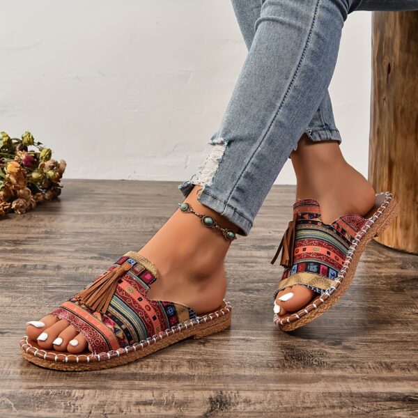 Women's Tassel Decorated Flat Sandals - Image 7