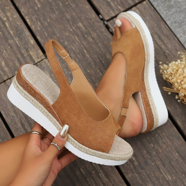 Sandals Plus Size Hemp Rope Cross Wedge Casual Sandals Women's Shoes - Image 9