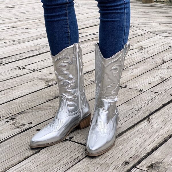 Mid-calf Solid Color Pointed Martin Boots - Image 2