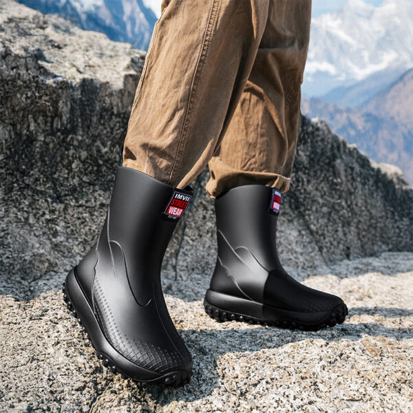Mid And Low Tube Men's Rain Boots Outdoor Non-slip Waterproof Shoes - Image 4