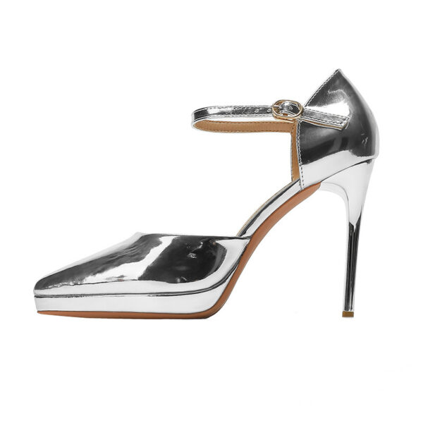 Pointed-toe Waterproof Platform Hollow 10 5cm Women's High Heels - Image 4