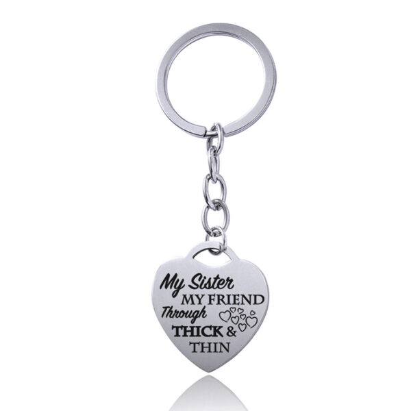 Stainless Steel Heart Sisters Best Friends Inspirational Keychains - Image 4