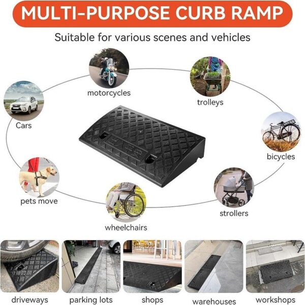 Vehicle Slope Ramp Universal Heavy Duty Rubber Kerb Ramps Car Bikes Threshold - Image 10