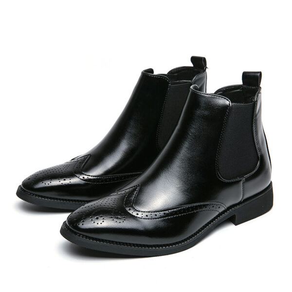 High-top Leather Shoes Men's Pointed Chelsea Booties - Image 5
