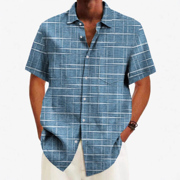 Personal Leisure Loose Men's Cardigan Button Short Sleeve Shirt - Image 2