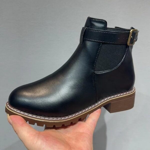 Belt Buckle Decoration Round Head Ankle Boots - Image 4