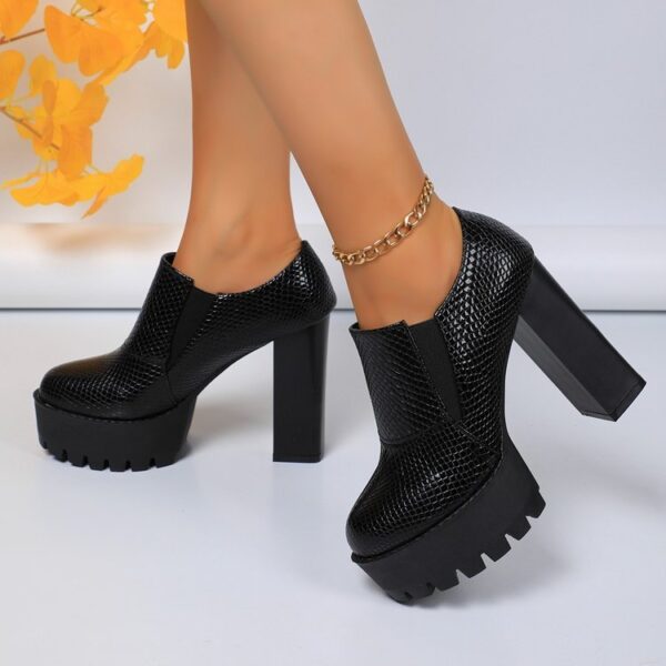 Women's Plaid Lace-up Fashion High Heels - Image 5