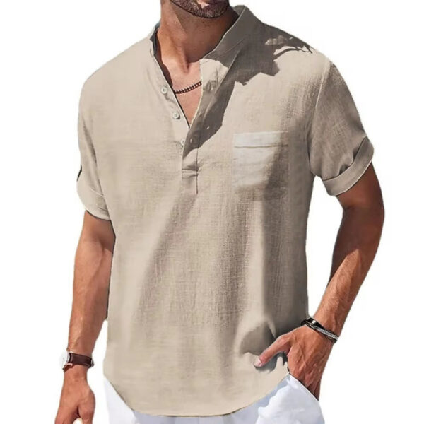 Cotton Linen Linen Men's Short-sleeved T-shirt - Image 9