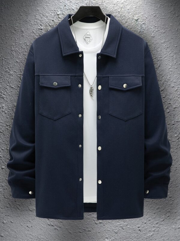 Men's Casual Spring And Autumn Solid Color Single-breasted Jacket Coat - Image 5