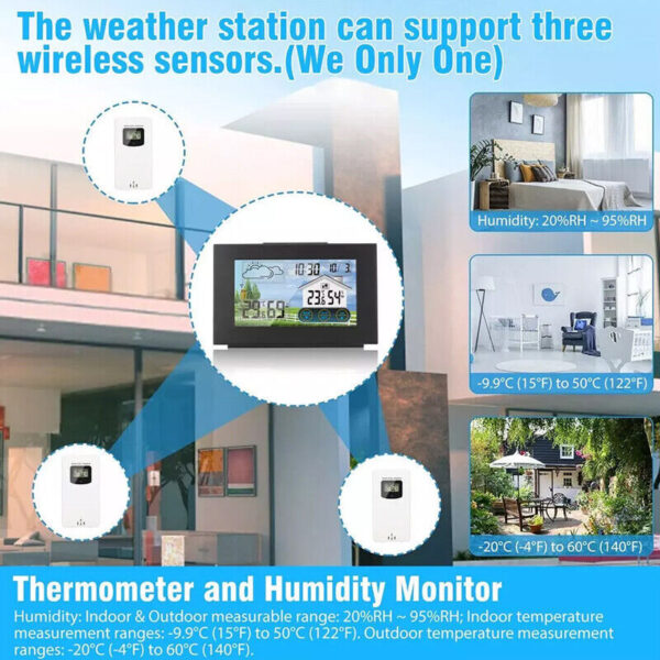 Wireless Weather Station Clock Digital Thermometer Temperature Indoor&Outdoor. - Image 4