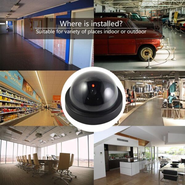 Black Plastic Smart Indoor Outdoor Dummy Home Dome Fake CCTV Security Camera With Flashing Red LED Light - Image 8