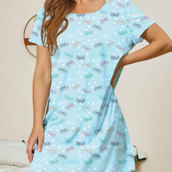 Home Crew Neck Casual Printing Dress - Image 3