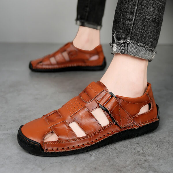Handmade Stitching Leather Casual Beach Men's Sandals - Image 5