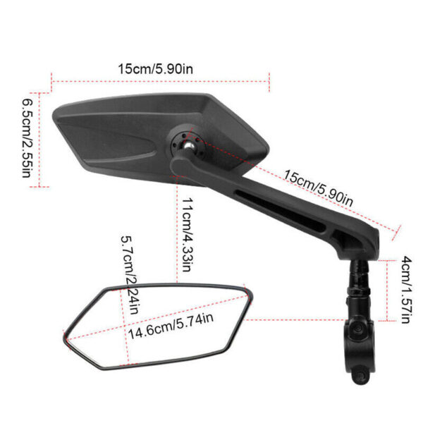 2x Bicycle Bike Handlebar Rear View Mirrors Rearview Rectangle Cycle Back Mirror - Image 5
