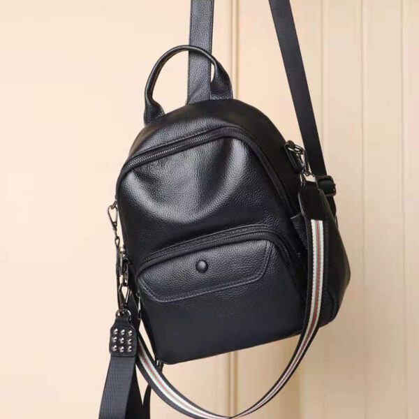 Casual Versatile Double Shoulder Wrap Layer Cowhide Women's Fashion Backpack - Image 7