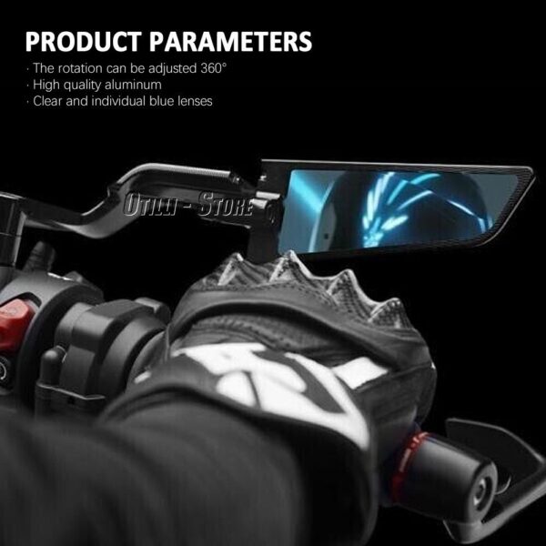 Electric Car Street Bike Universal Handle Mirror Blue Lens Aluminum Alloy Material Motorcycle Modification Accessories - Image 4