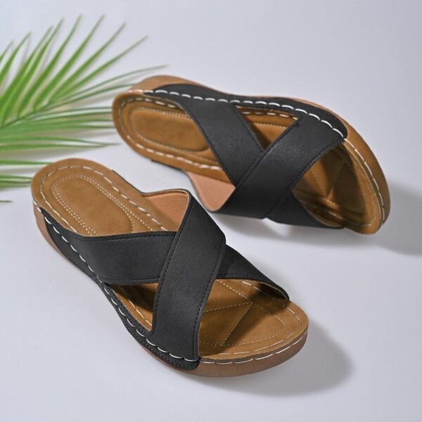 Women's Cross Wedge Platform Beach Casual Sandals - Image 4