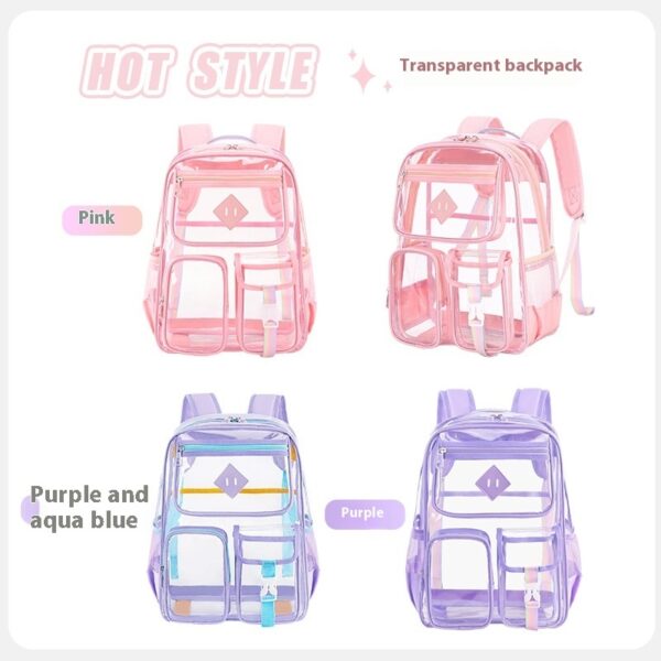 Transparent Bag Waterproof Primary School Student Schoolbag For Junior High School Grade - Image 5